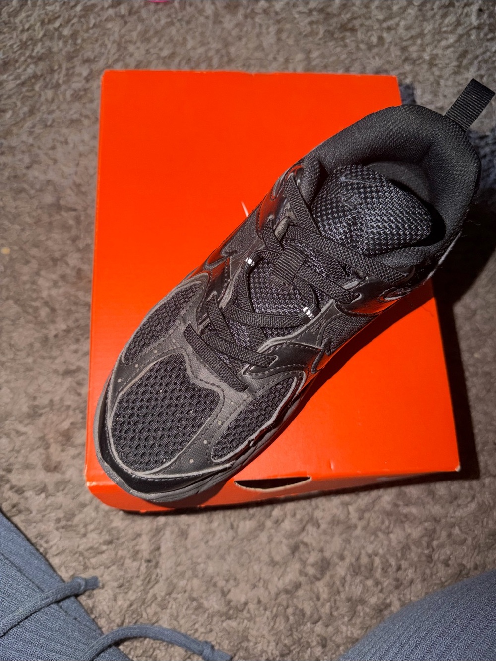Kids Black Athletic Mesh Trainer